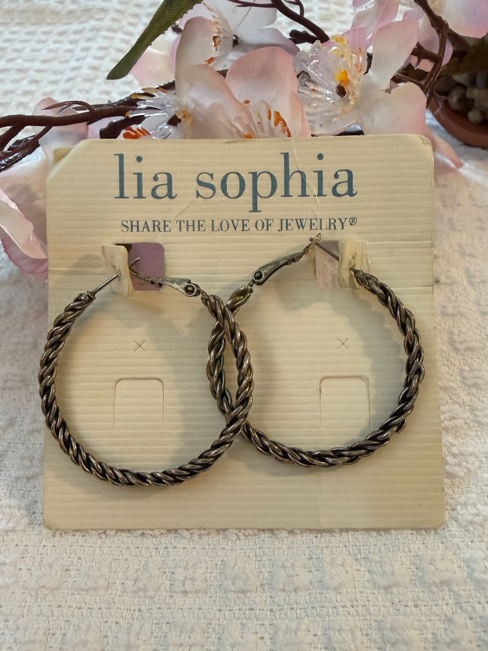 🐼 Lia Sophia Twisted Rope Hoop Earrings - Two-Tone Metal #0176